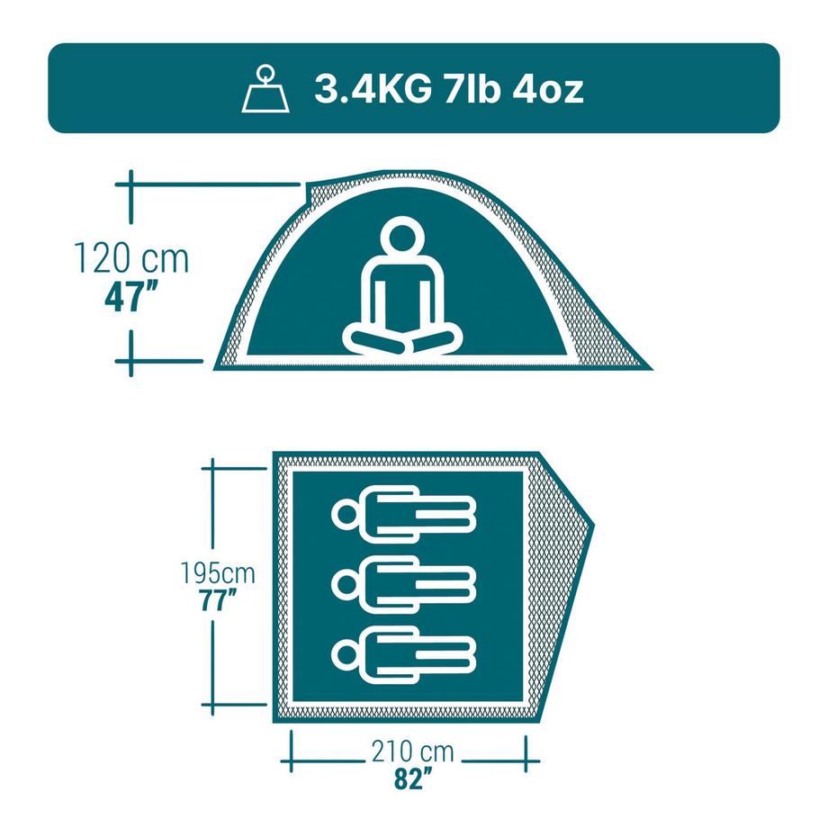 QUECHUA  Tente - MH100 - 3P 
