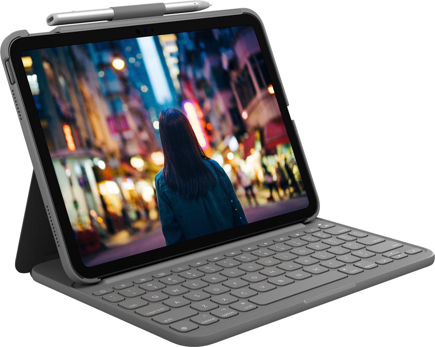 Logitech  Slim Folio Gris Bluetooth QWERTZ Allemand 