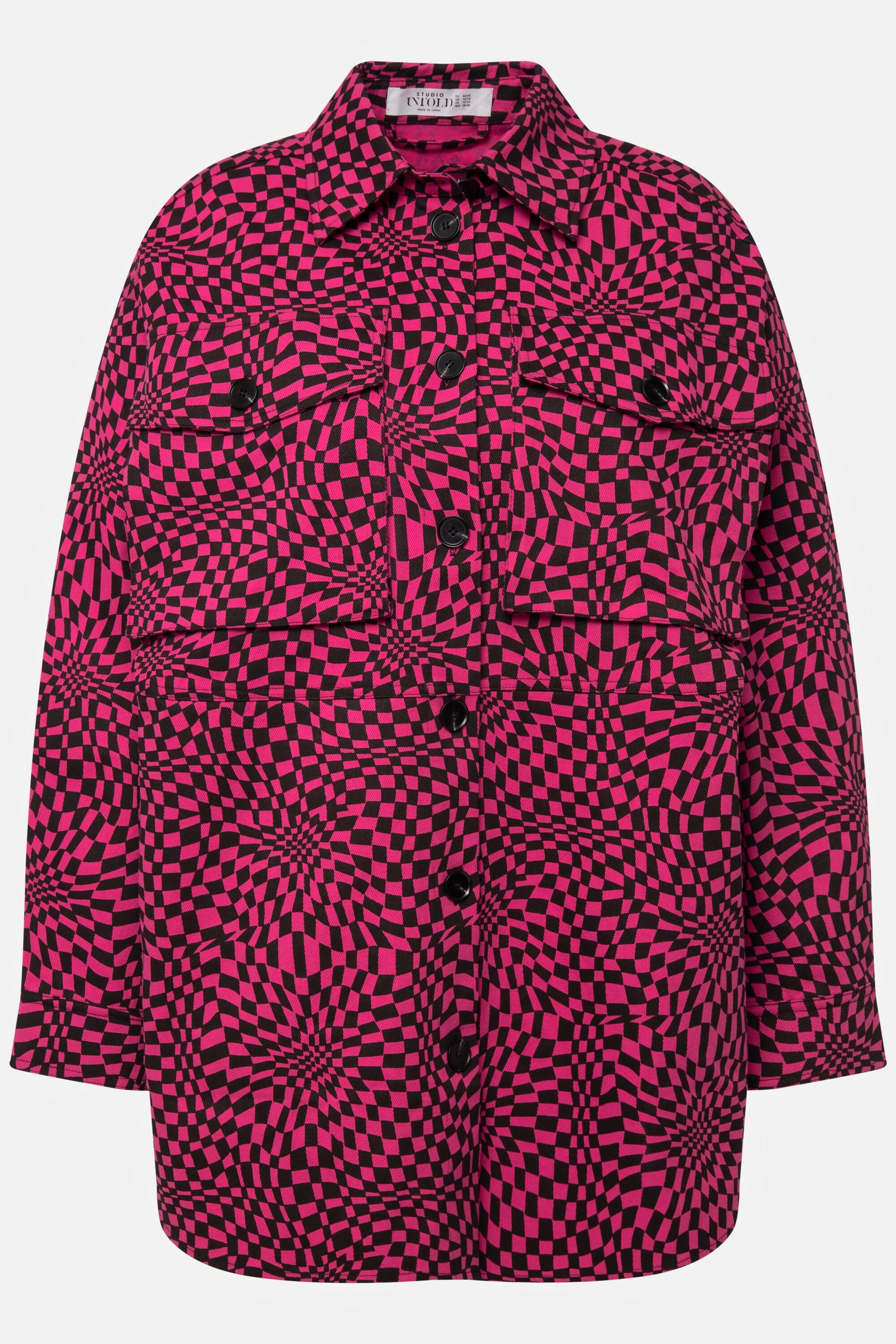 Studio Untold Oversized Karo Hemdjacke mit Hemdkragen Langarm  