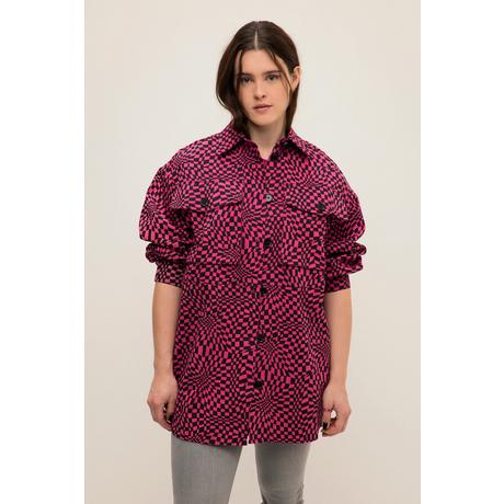 Studio Untold Oversized Karo Hemdjacke mit Hemdkragen Langarm  