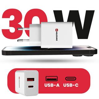 SWISSTEN  Caricatore GaN 30W USB + USB-C Swissten 