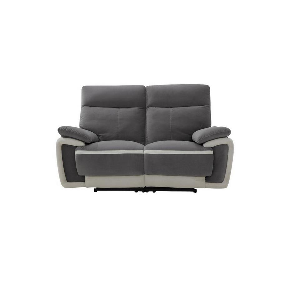 Vente-unique Canapé 2 places relax électrique en velours METTI bandes écru  