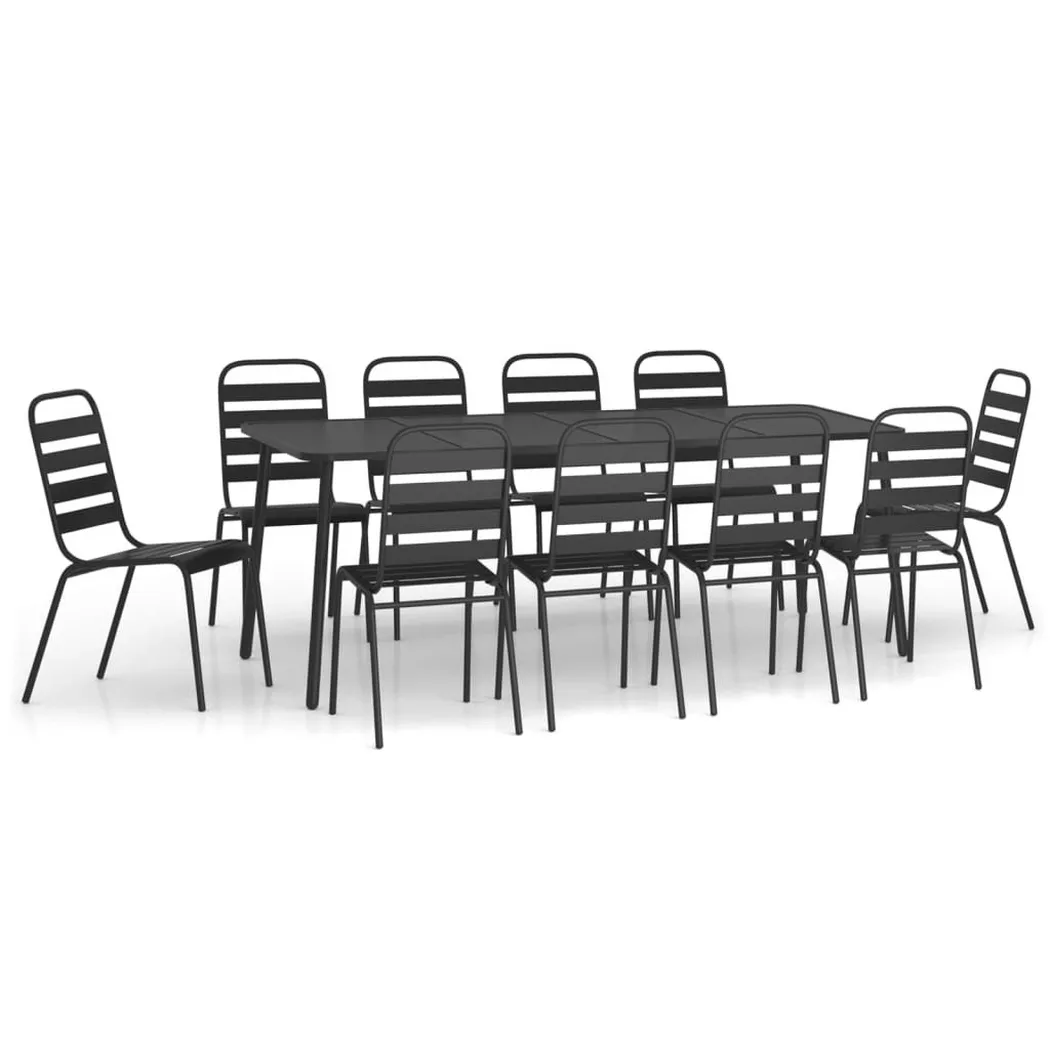 VidaXL - Ensemble de salle à manger de jardin acier, One Size, Gris