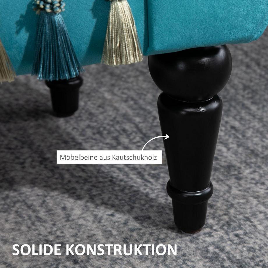 Northio Sitzbank Luxuriöse Polsterbank, Hockerbank Aus Polyester Und Kautschukschaum, Stilvoll, Blau, 117X40X58Cm  