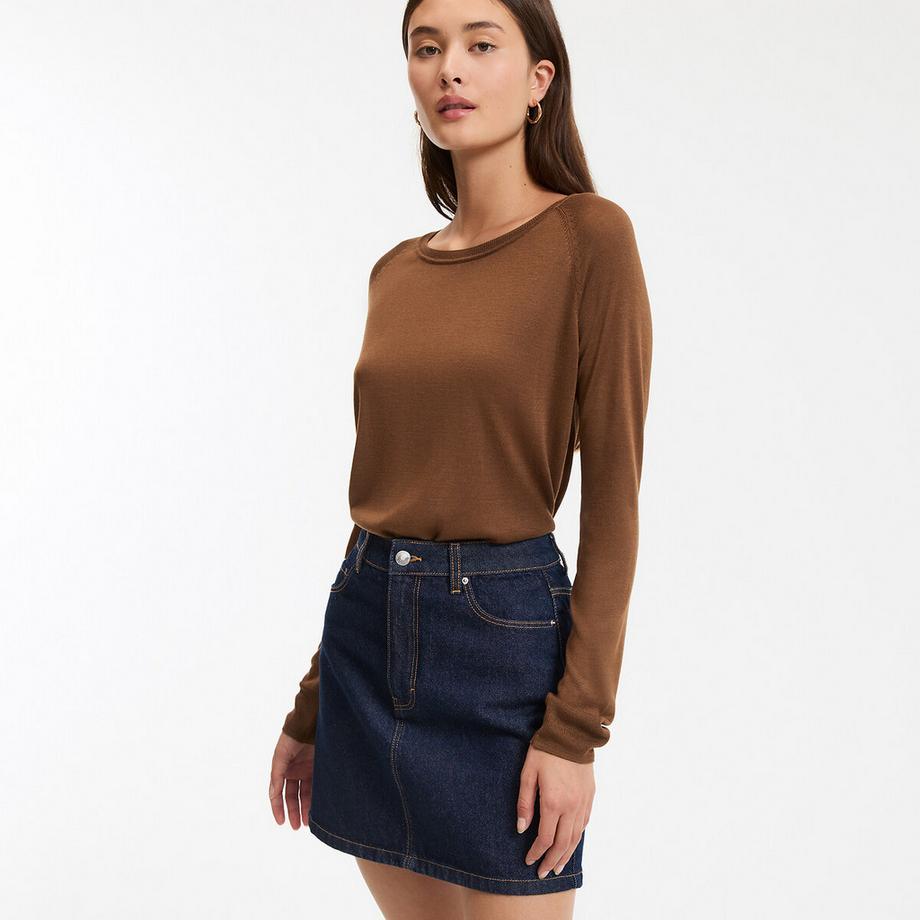 La Redoute Collections Feinstrick Pullover mit Rundhalsausschnitt  