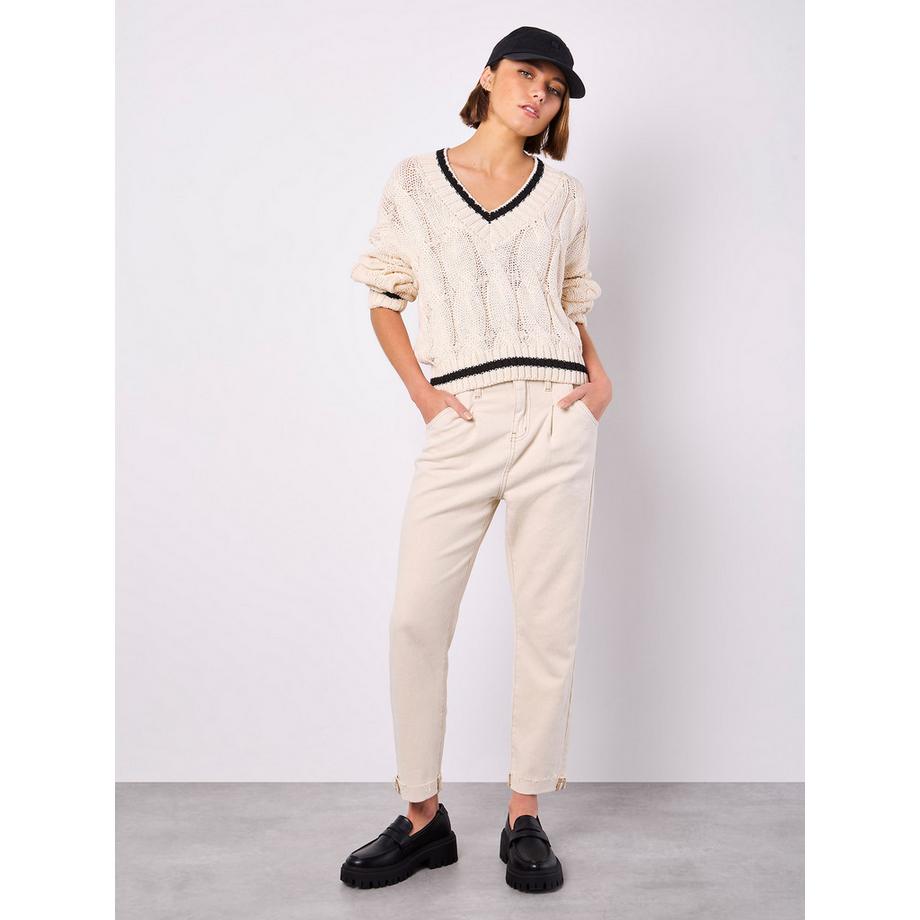 Cropped Cable Cricket Jumper