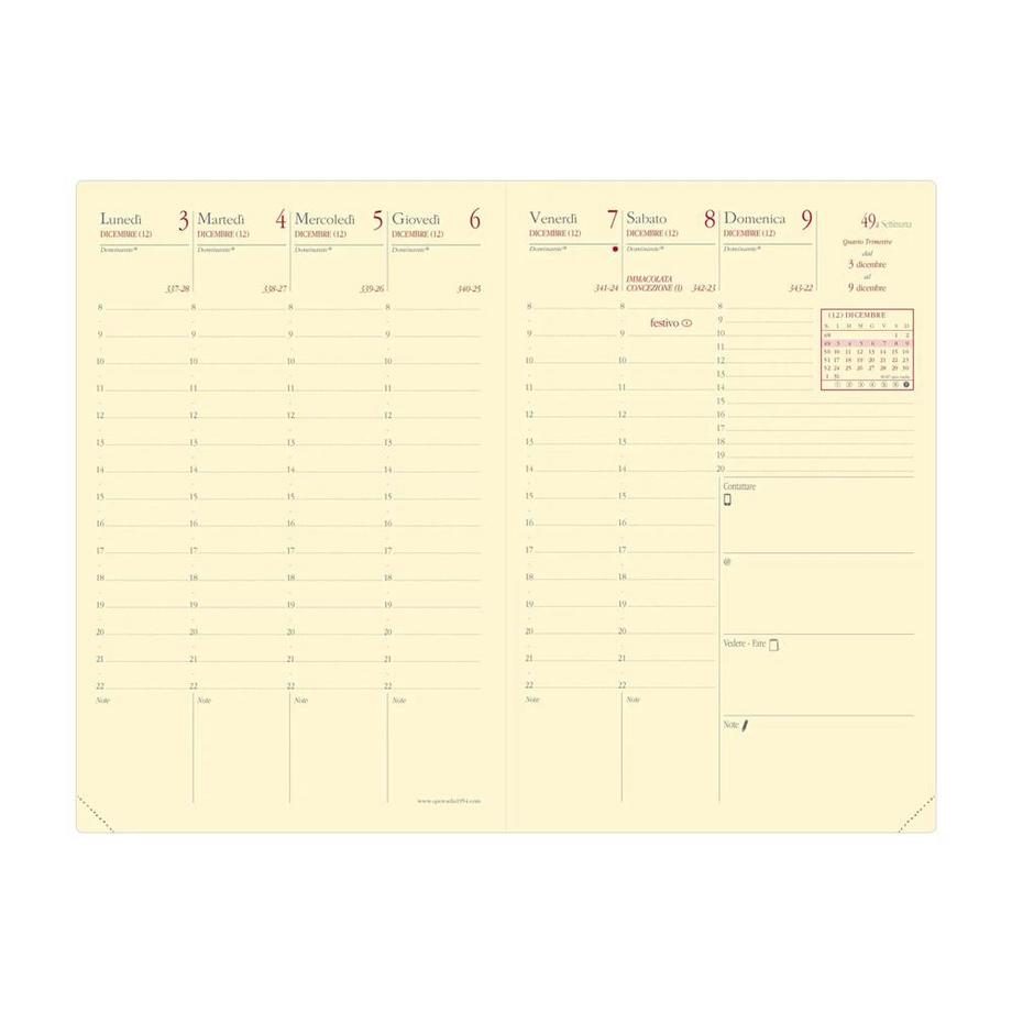 Quo Vadis - Recharge Agenda - 2025 - Affaires Prestige - Semainier Planning - Italien - 13 mois de décembre à décembre - 10x15 cm - Papier Clairefontaine ivoire - Fabrication française