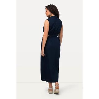 Ulla Popken Robe maxi Lin mélangé Ligne A Col à revers sans manches  