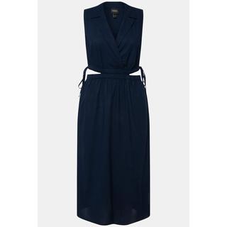 Ulla Popken Robe maxi Lin mélangé Ligne A Col à revers sans manches  