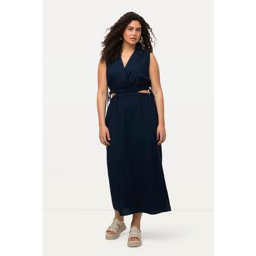 Robe maxi sans manches en lin mélangé. Ligne A et col à revers.