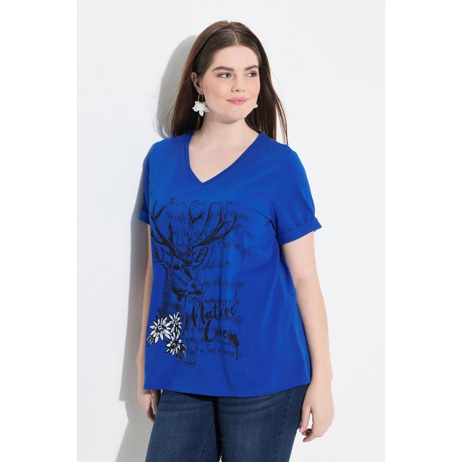 Ulla Popken T-Shirt Classic Trachtenmotiv Scollo a V Maniche Corte  