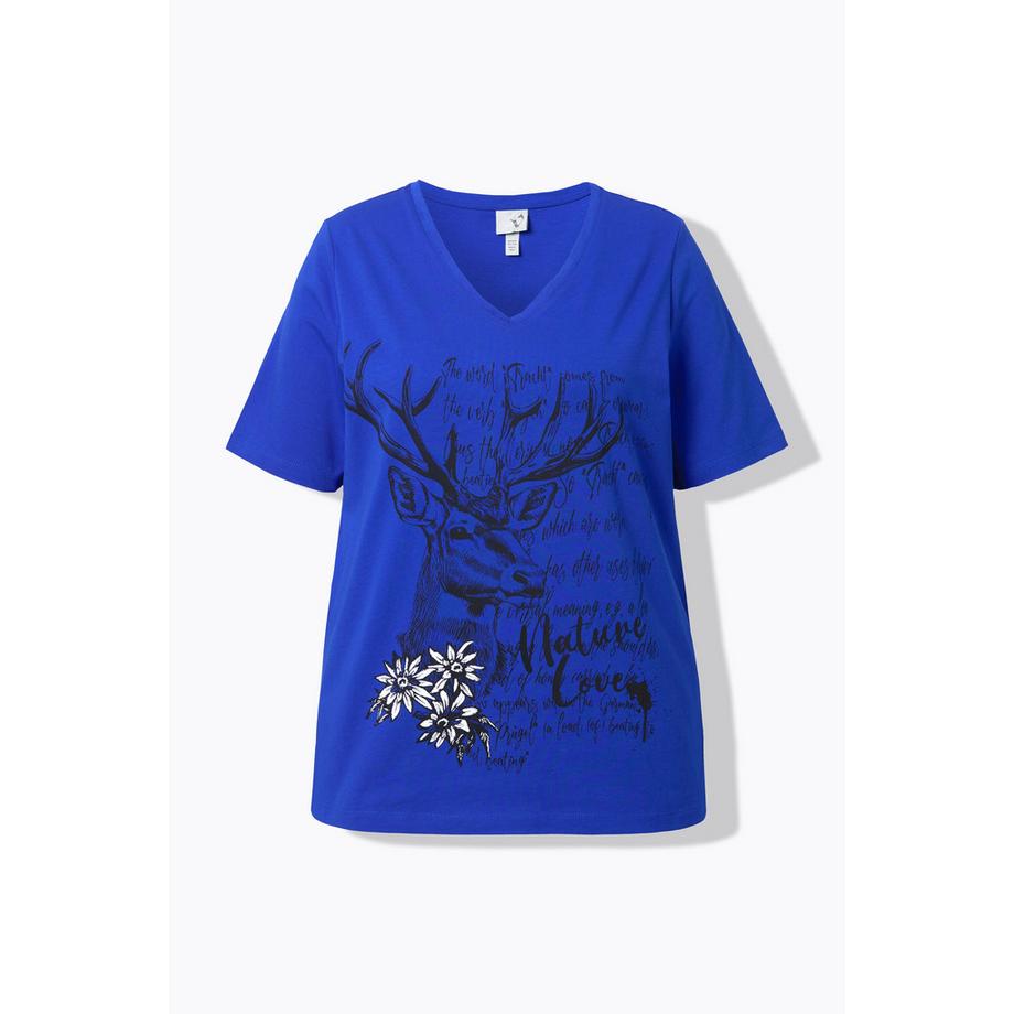 Ulla Popken T-Shirt Classic Trachtenmotiv Scollo a V Maniche Corte  