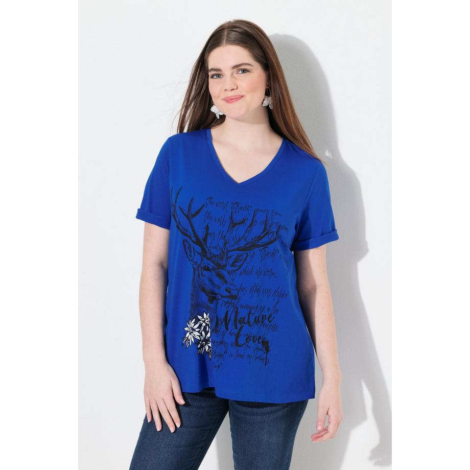 Ulla Popken T-Shirt Classic Trachtenmotiv Scollo a V Maniche Corte  