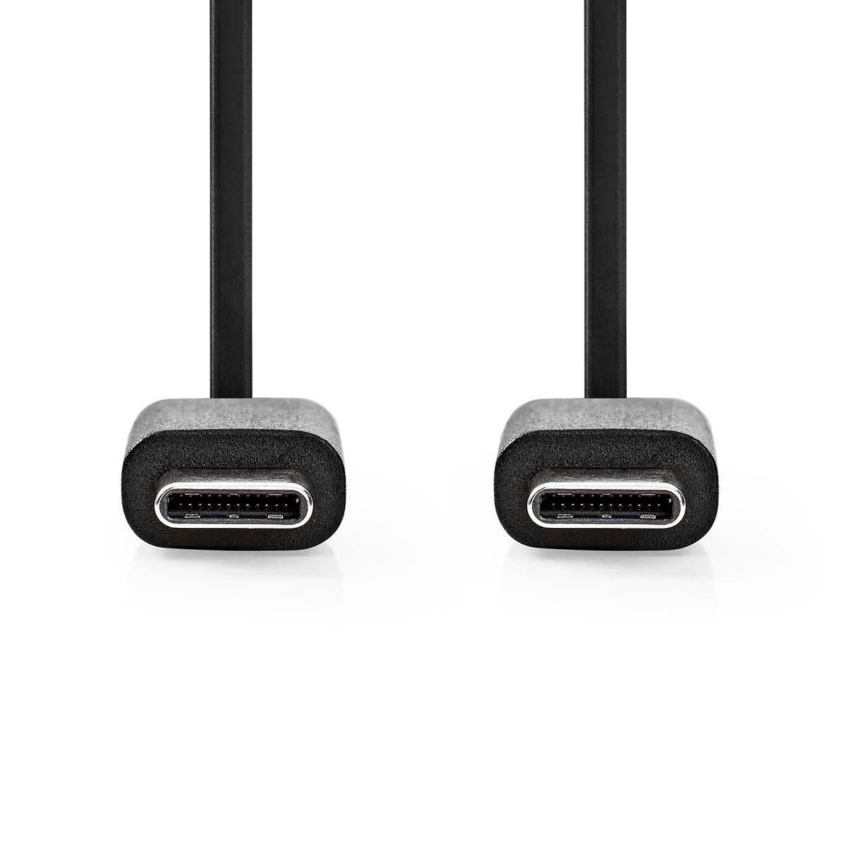 Nedis  Câble USB | USB 2.0 | USB-C™ mâle | USB-C™ mâle | 60 W | 480 Mbps | Nickelé | 1,00 m | Rond | PVC | Noir | Boîte 