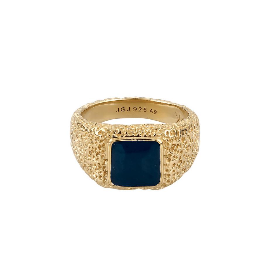 Kuzzoi  Bague Bague Signet 925 Sterling Silver Gold-Plated 