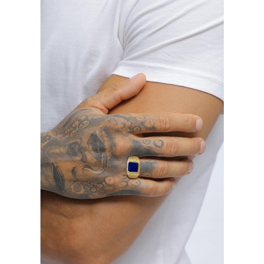 Kuzzoi  Bague Bague Signet 925 Sterling Silver Gold-Plated 