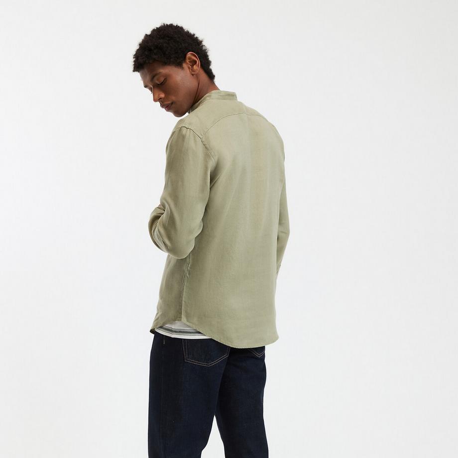 La Redoute Collections Signature Gerades Leinenhemd Stehkragen  