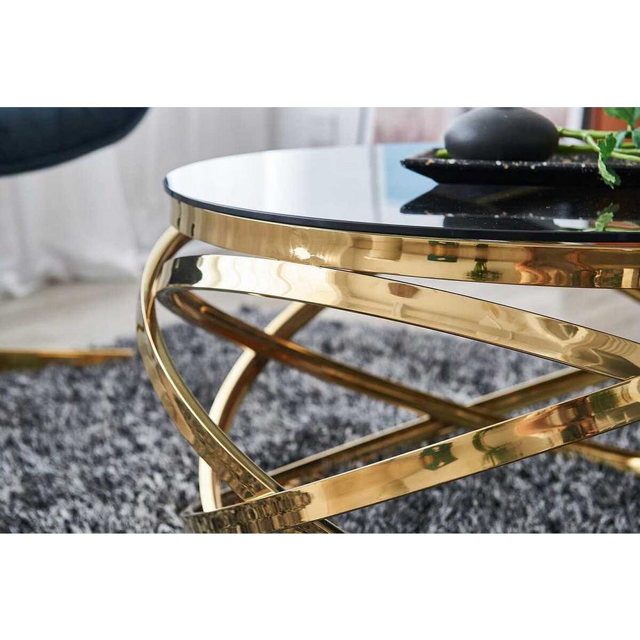 mutoni Tavolino Blustix metallo vetro oro grigio 80  