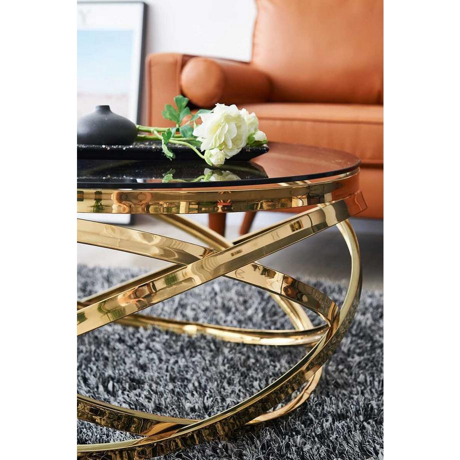 mutoni Tavolino Blustix metallo vetro oro grigio 80  