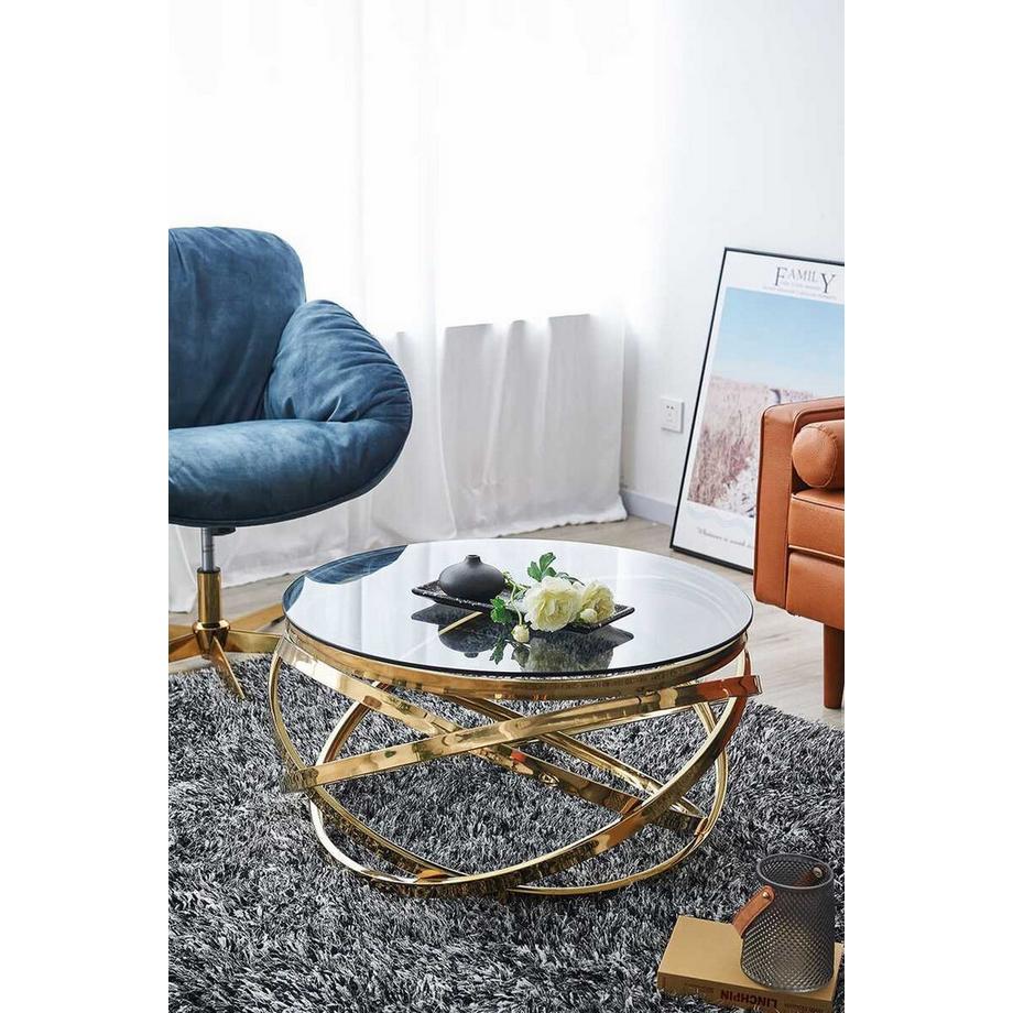 mutoni Tavolino Blustix metallo vetro oro grigio 80  