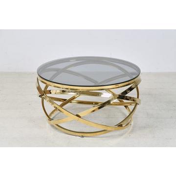 Tavolino Blustix metallo vetro oro grigio 80
