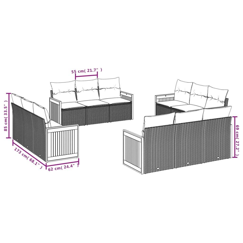 VidaXL Ensemble de canapés de jardin rotin synthétique  