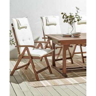 Beliani Lot de 6 chaises de jardin avec coussins en Acacia Rustique AMANTEA  