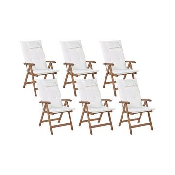 Lot de 6 chaises de jardin avec coussins en Acacia Rustique AMANTEA