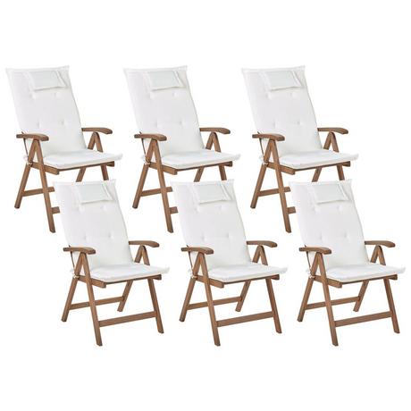 Beliani Lot de 6 chaises de jardin avec coussins en Acacia Rustique AMANTEA  