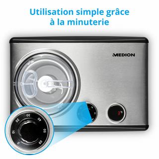 Medion MEDION MD 18387 Gelatiera compressore 1,5 L 150 W Nero, Argento  