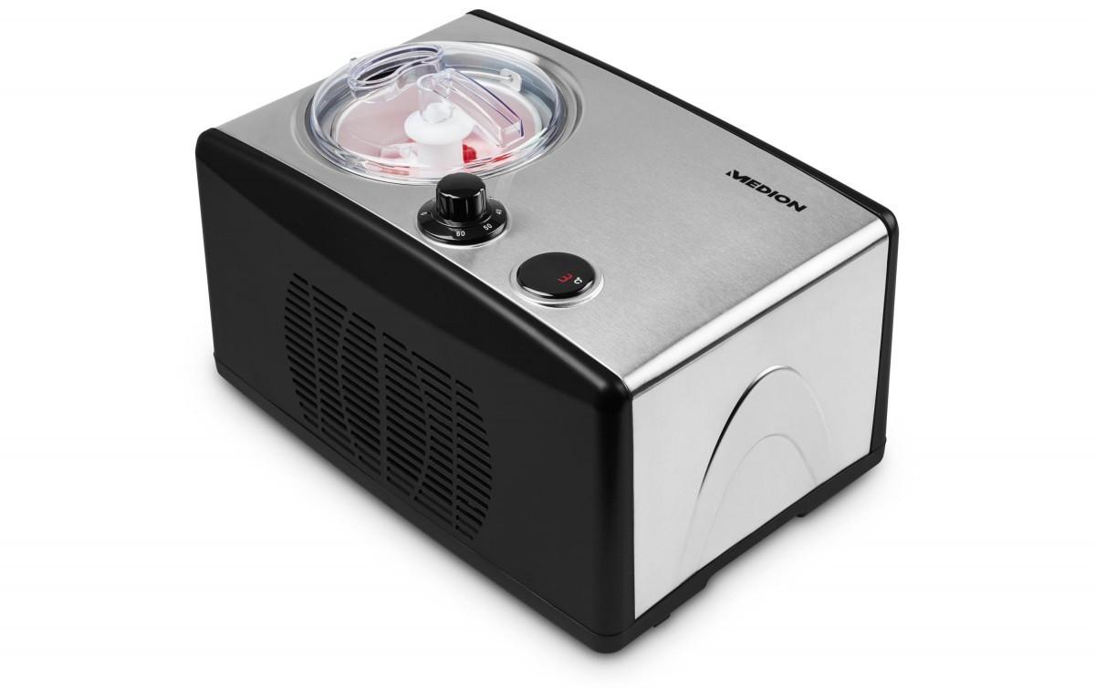 Medion MEDION MD 18387 Gelatiera compressore 1,5 L 150 W Nero, Argento  