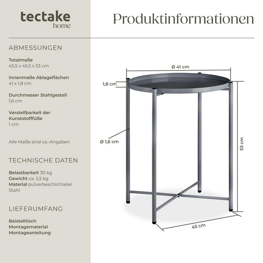Tectake Table d'appoint CHESTER en acier  