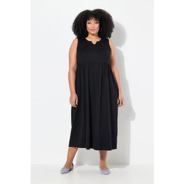 Abito di jersey dal taglio svasato e smanicato con scollo a tunica