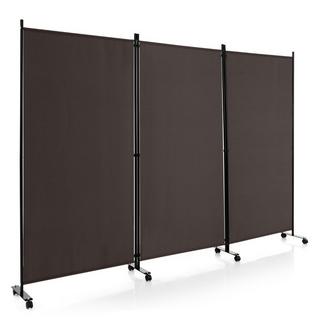 B2X Paravent de 180 cm de hauteur sur roulettes, paravent avec 3 panneaux librement combinables, marron  