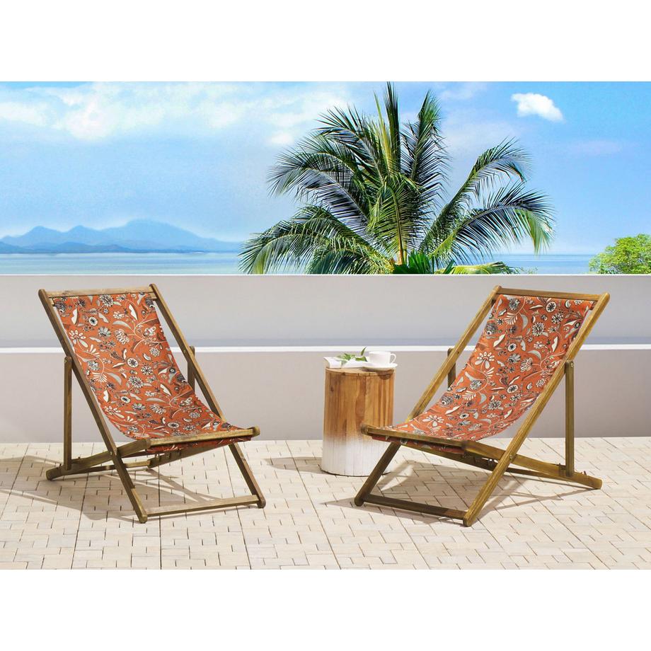 Beliani Lot de 2 chiliennes pliantes en Tissu Moderne ANZIO  