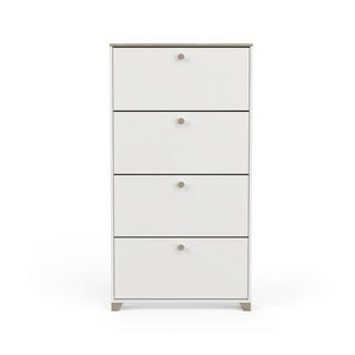 Calicosy Schuhregal mit 4 Klappen, Dekor Eiche Kronberg und Weiß - L80,8 cm  