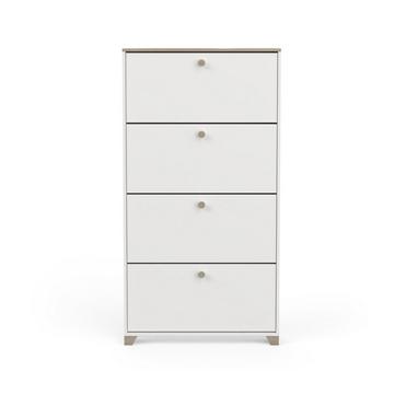 Meuble à chaussures 4 abattants décor chêne kronberg et blanc - L80,8 cm