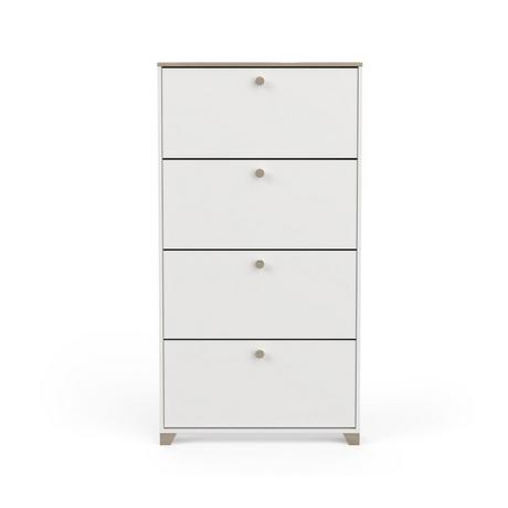 Calicosy Schuhregal mit 4 Klappen, Dekor Eiche Kronberg und Weiß - L80,8 cm  