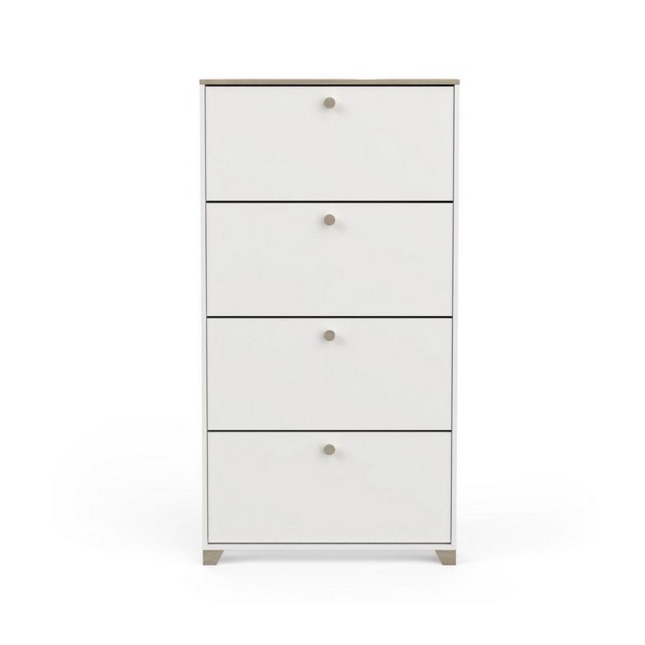 Meuble à chaussures 4 abattants décor chêne kronberg et blanc - L80,8 cm