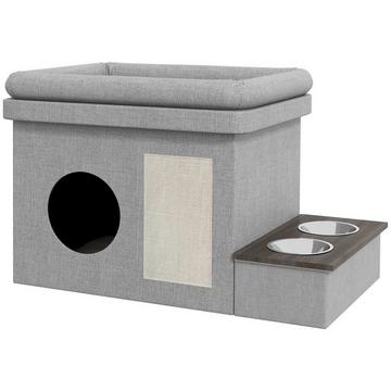 Edelstahl Futternapf Set 2 Näpfe Katzen Hunde Bis 8Kg Polyester 78X48X49,5Cm Grau