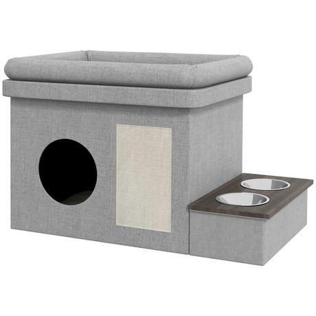 Northio  Edelstahl Futternapf Set 2 Näpfe Katzen Hunde Bis 8Kg Polyester 78X48X49,5Cm Grau 