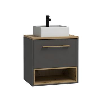 Mobile per bagno sospeso con lavabo da appoggio 60 cm Antracite - YANGRA