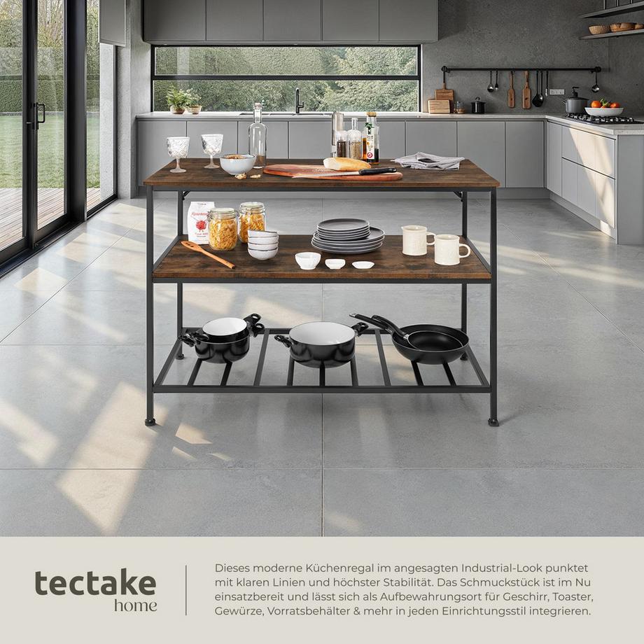 Tectake Küchenregal Akeley Industrial Style Holz und Stahl  