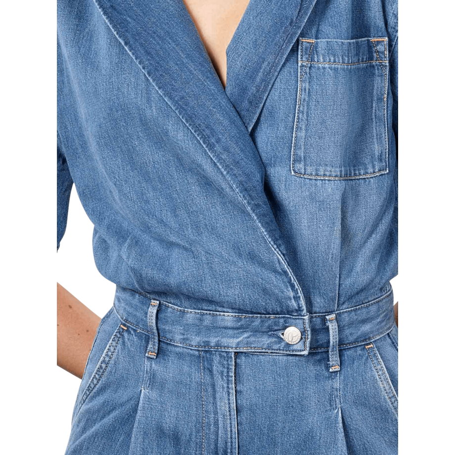 Pepe Jeans London Soleil Tuta in Denim con Maniche Corte  