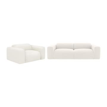 Sofa 3-Sitzer & Sessel - Bouclé-Stoff - Weiß - POGNI von Maison Céphy