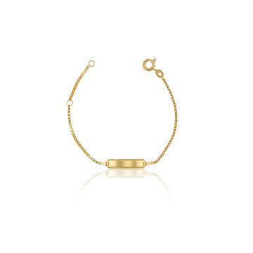 ID-Bracelet Venezianer Gelbgold 585, Schild diamantiert 1.1mm, 14cm