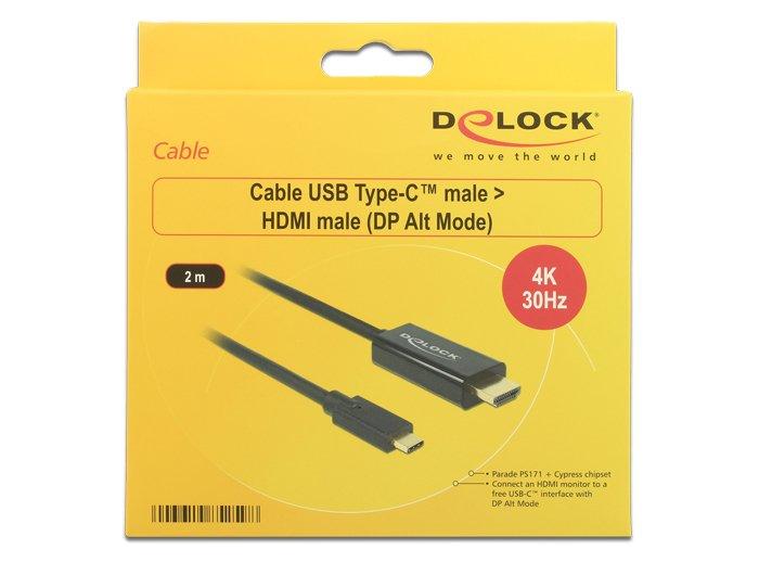 DeLock  DeLOCK 85259 Videokabel-Adapter 2 m USB Typ-C HDMI Schwarz 