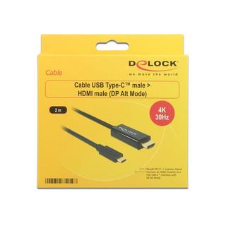 DeLock  DeLOCK 85259 Videokabel-Adapter 2 m USB Typ-C HDMI Schwarz 