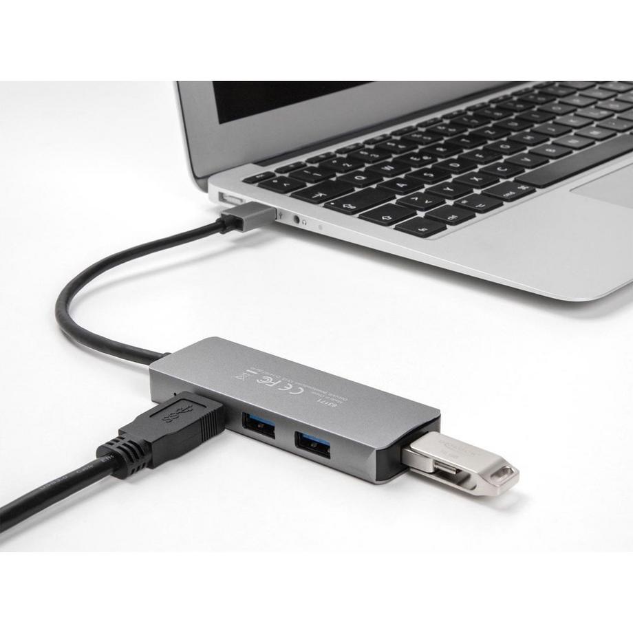 DeLock  Hub a 4 porte USB 5 Gbps con connettore USB Tipo-A - Porte USB Tipo-A laterali 