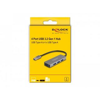 DeLock  Hub a 4 porte USB 5 Gbps con connettore USB Tipo-A - Porte USB Tipo-A laterali 